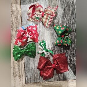 6  christmas festive bows Santa clause